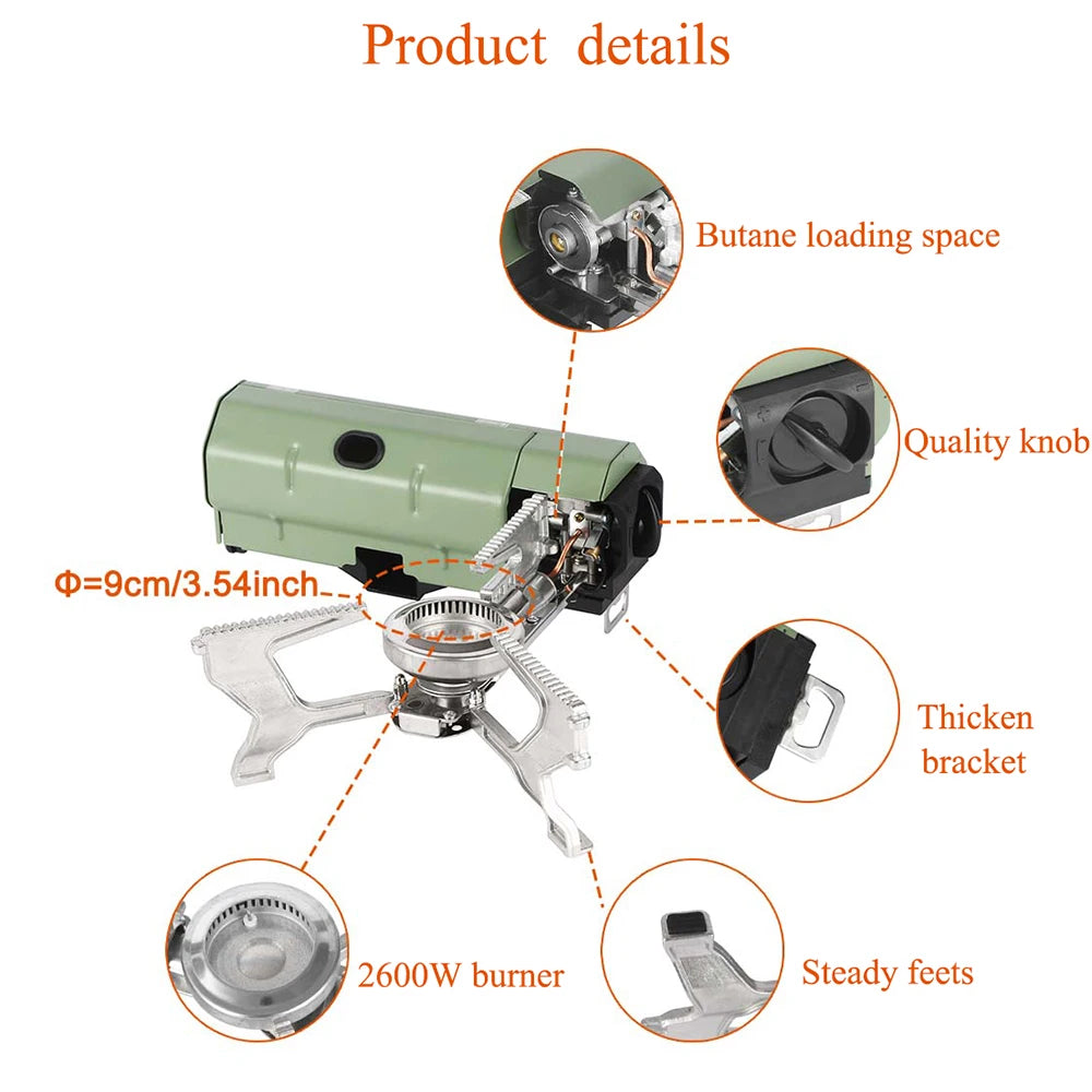 2,600W Portable Folding Camping Stove — Outdoor Hiking & BBQ Burner