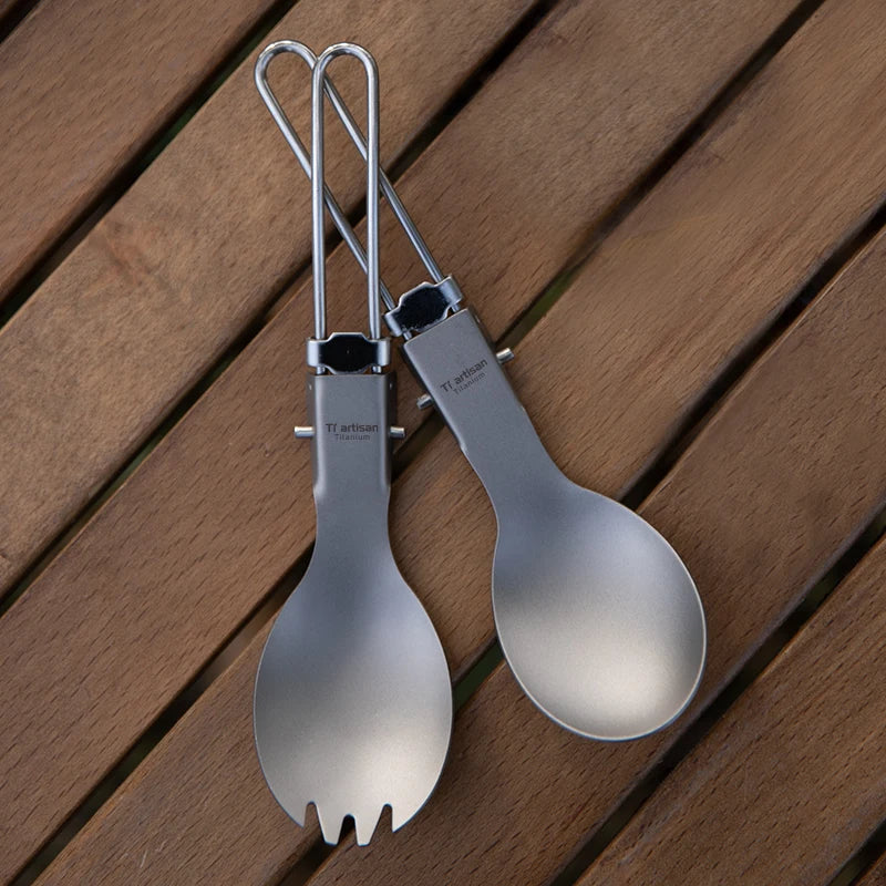 Tiartisan Ultralight Titanium Spork — Folding Camp Cutlery