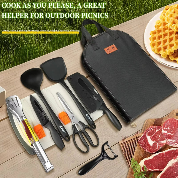 10-Piece Non-Stick Camping Cookware Set — Storage Bag Included
