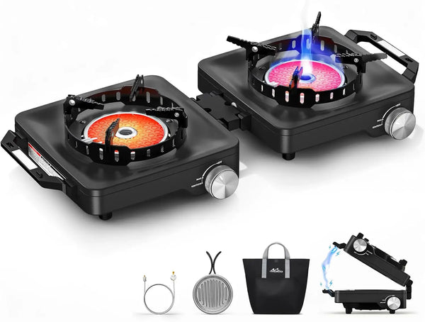 36,000 BTU Hybrid Folding Camping Stove — RV & Survival