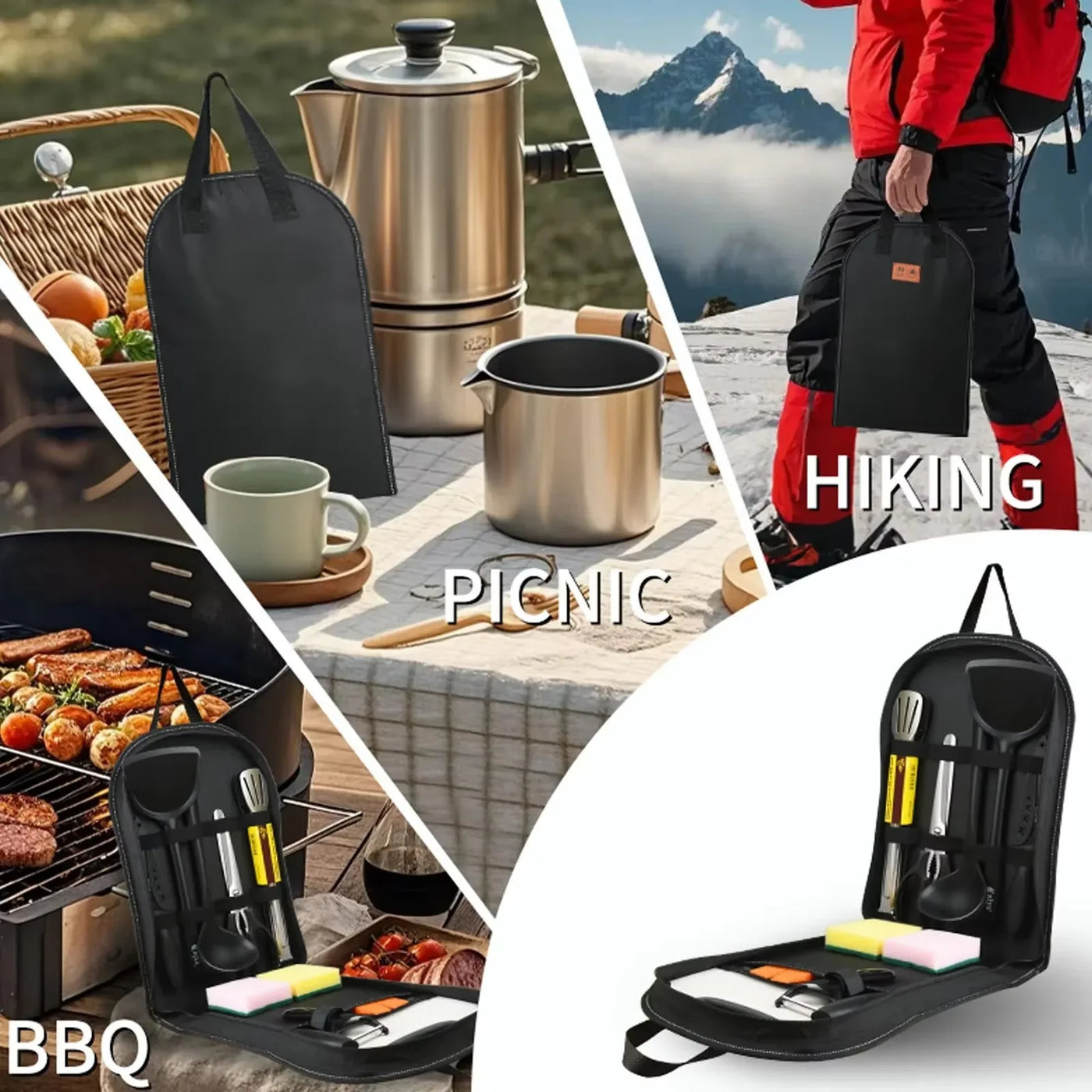 10-Piece Non-Stick Camping Cookware Set — Storage Bag Included