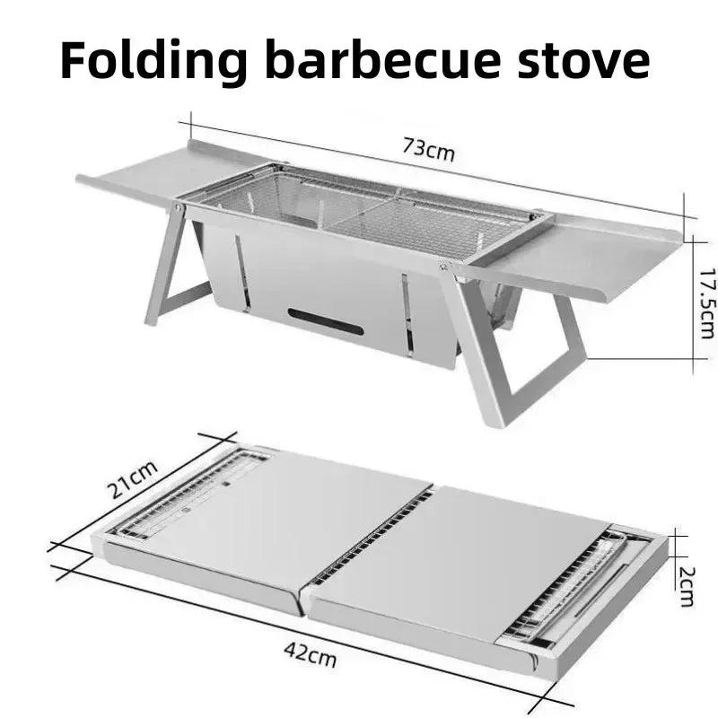 Stainless Steel Folding Charcoal BBQ — Camping & Picnic Grill