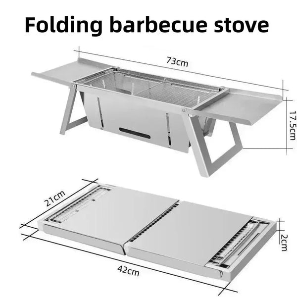 Stainless Steel Folding Charcoal BBQ — Camping & Picnic Grill