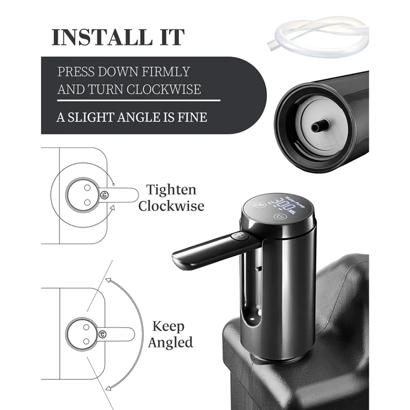 Foldable Helical Faucet Water Pump — Touch Control for 5-Gallon Bottles