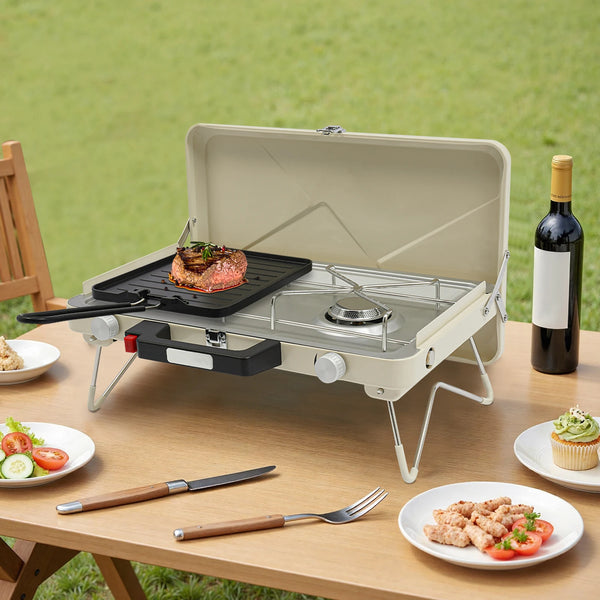 Stainless Steel Foldable Camping Stove — 2 Burners, 3500W
