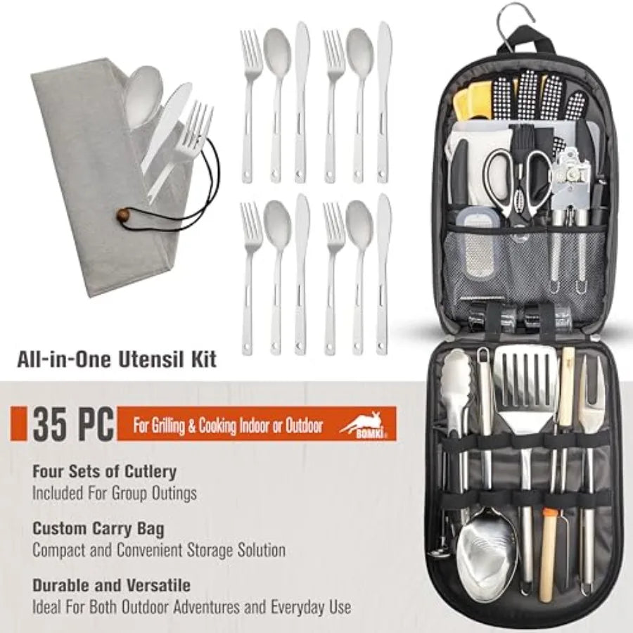 Outdoor Grilling & BBQ Utensil Set — Glamping-Ready Kit