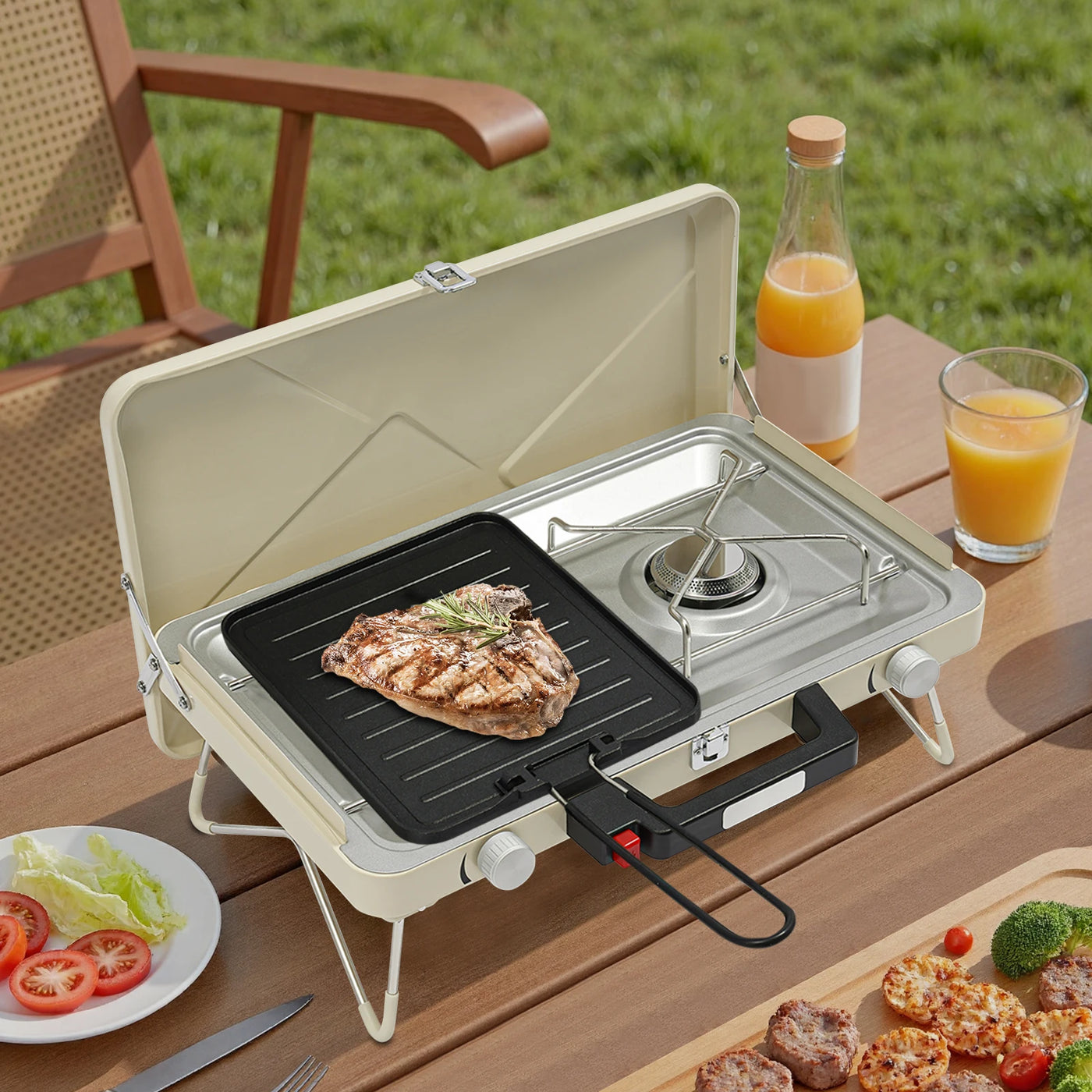 Stainless Steel Foldable Camping Stove — 2 Burners, 3500W
