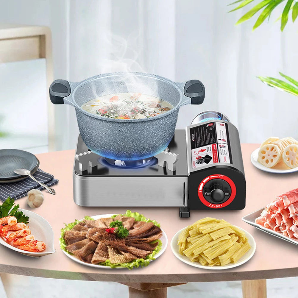 Single-Burner Portable Cassette Stove — Adjustable, Windproof