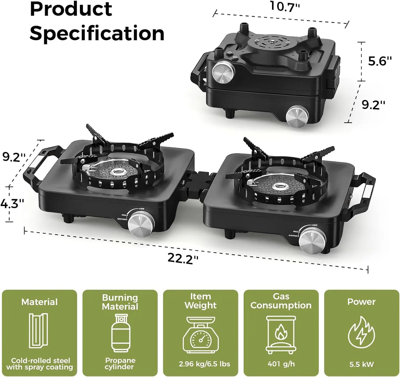 36,000 BTU Hybrid Folding Camping Stove — RV & Survival
