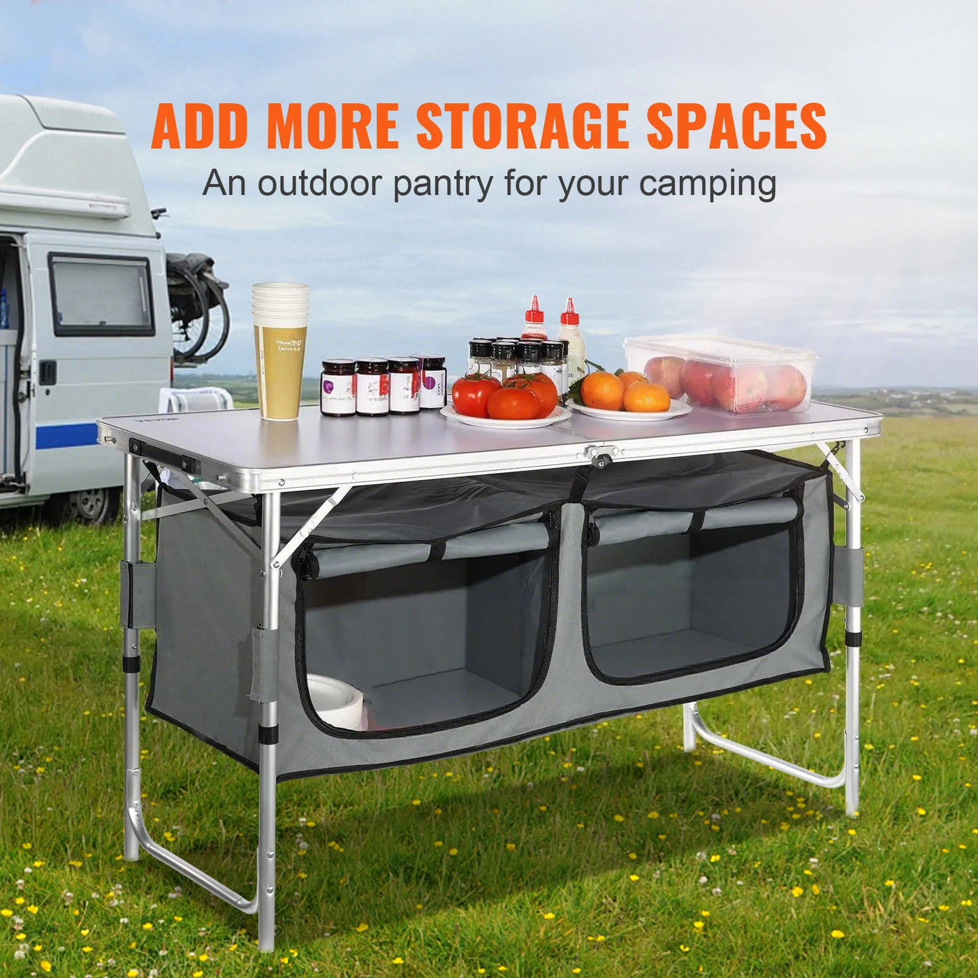 Quick Set-Up MDF Folding Camp Table — RV, BBQ & Picnic Ready