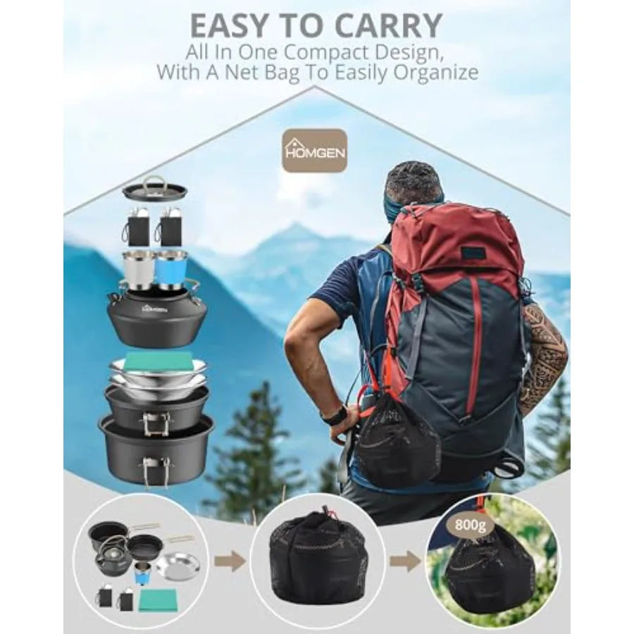 Ultralight 2-Person Cookware Set — Anodized Aluminum, Nesting Pot & Pan