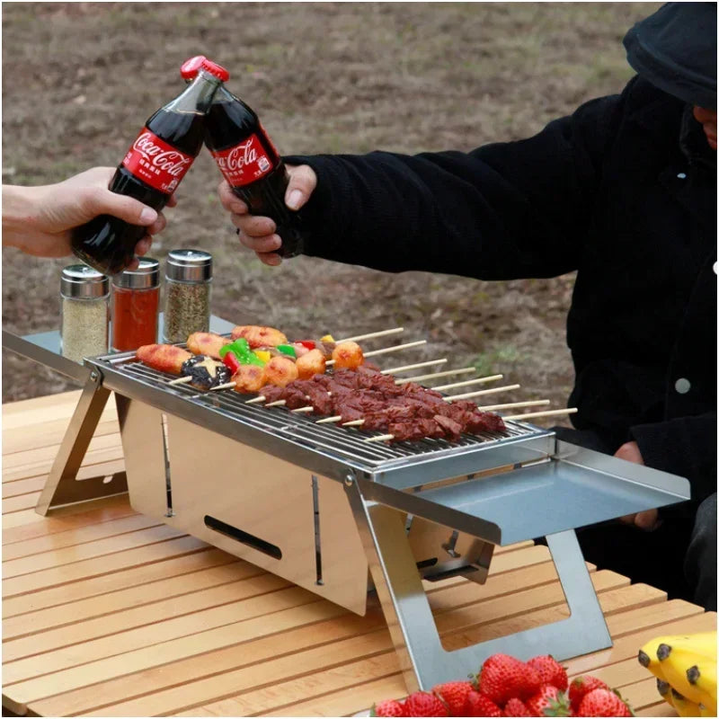 Stainless Steel Folding Charcoal BBQ — Camping & Picnic Grill