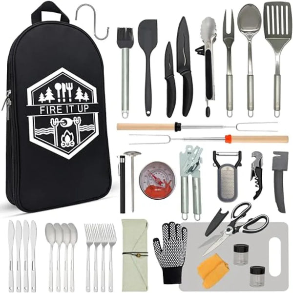Outdoor Grilling & BBQ Utensil Set — Glamping-Ready Kit
