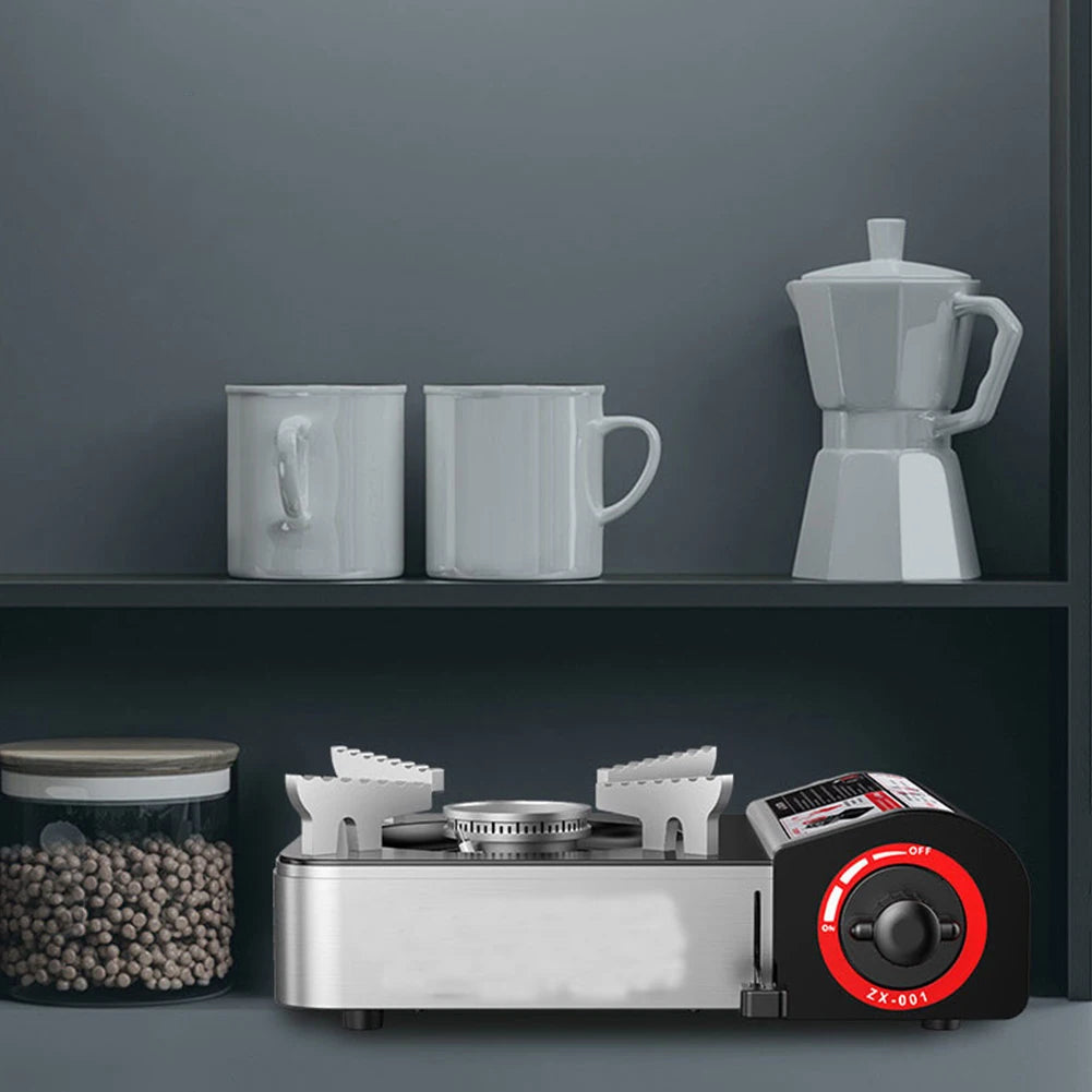 Single-Burner Portable Cassette Stove — Adjustable, Windproof