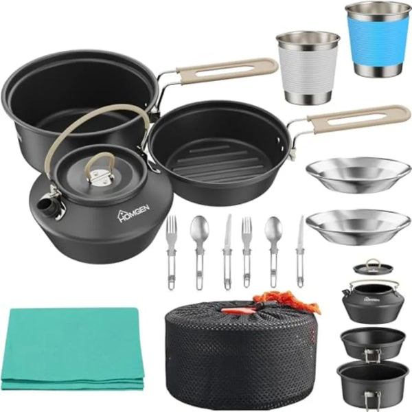 Ultralight 2-Person Cookware Set — Anodized Aluminum, Nesting Pot & Pan