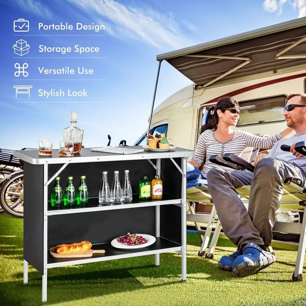 Portable Folding Camping Table with Carry Bag — Aluminum, Lightweight