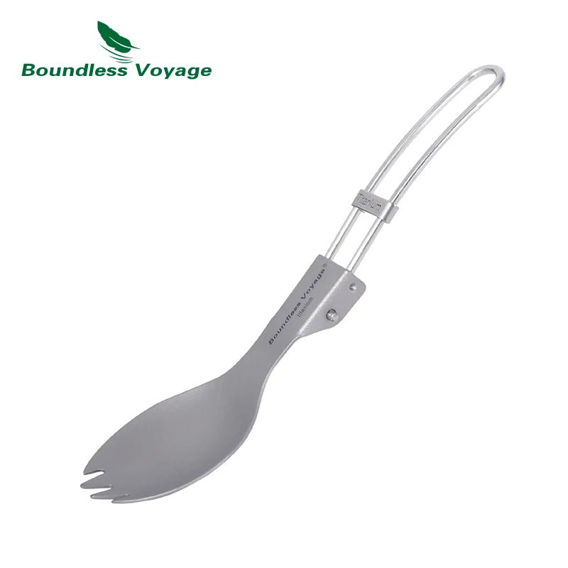 Titanium Camping Cutlery Set — Folding Spoon, Fork & Chopsticks
