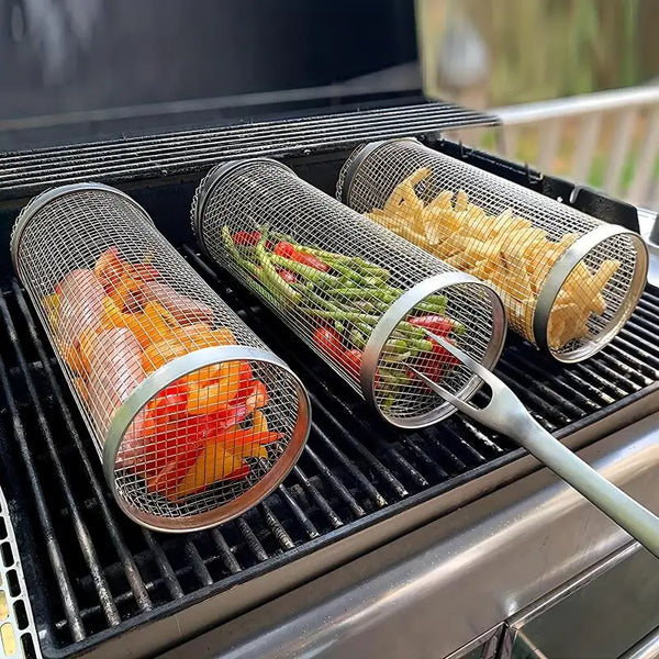 Stainless Steel Grilling Basket — Mesh Net for BBQ Vegetables & Fish