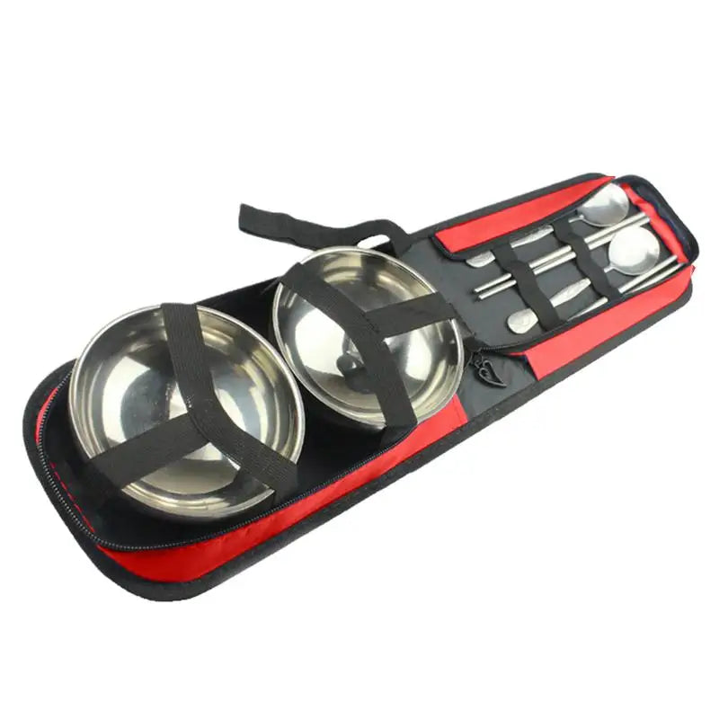 Picnic Utensil Set — Stainless Steel Bowl, Spoon & Chopstick