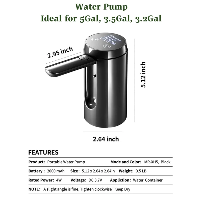 Foldable Helical Faucet Water Pump — Touch Control for 5-Gallon Bottles