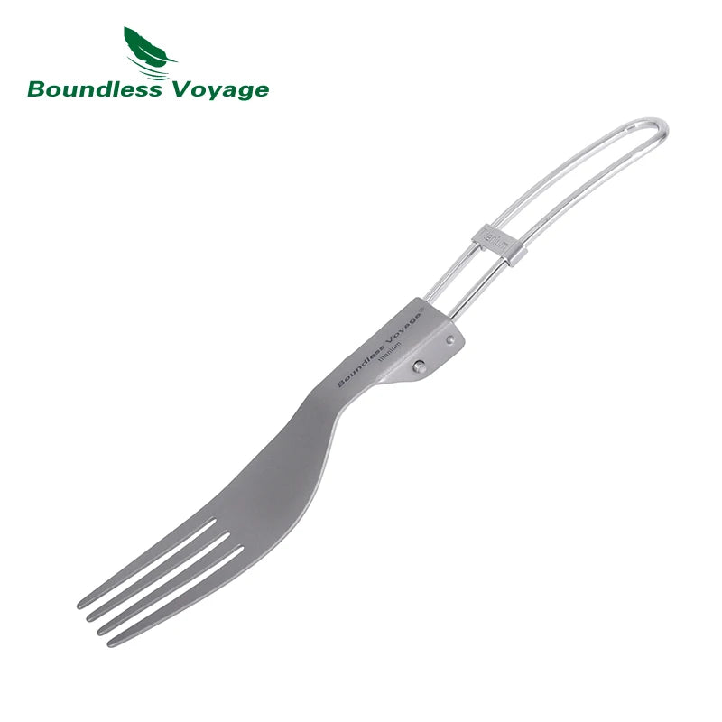 Titanium Camping Cutlery Set — Folding Spoon, Fork & Chopsticks