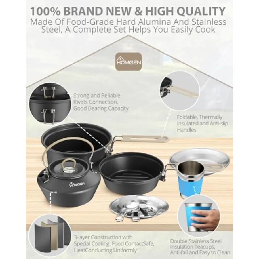 Ultralight 2-Person Cookware Set — Anodized Aluminum, Nesting Pot & Pan