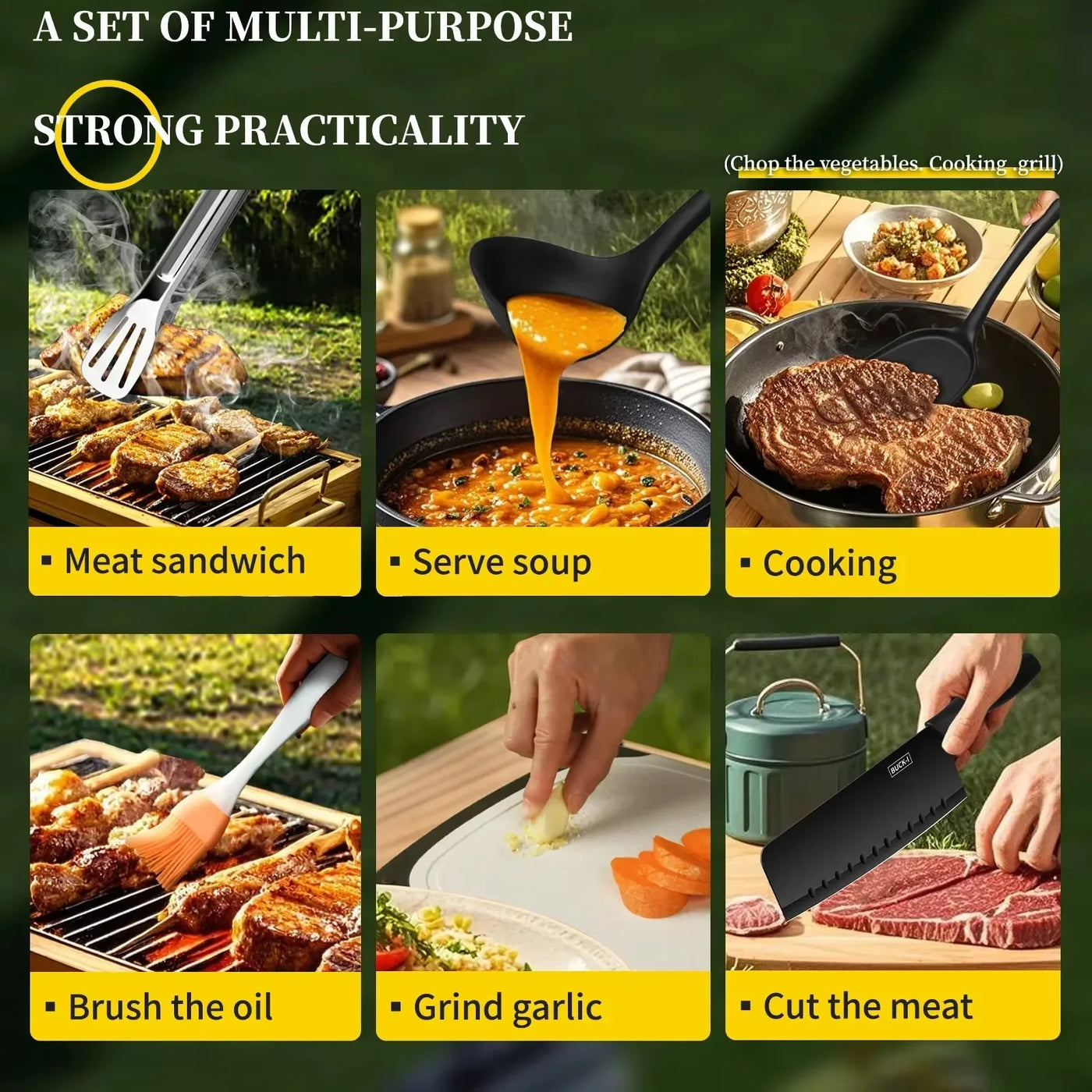 10-Piece Non-Stick Camping Cookware Set — Storage Bag Included