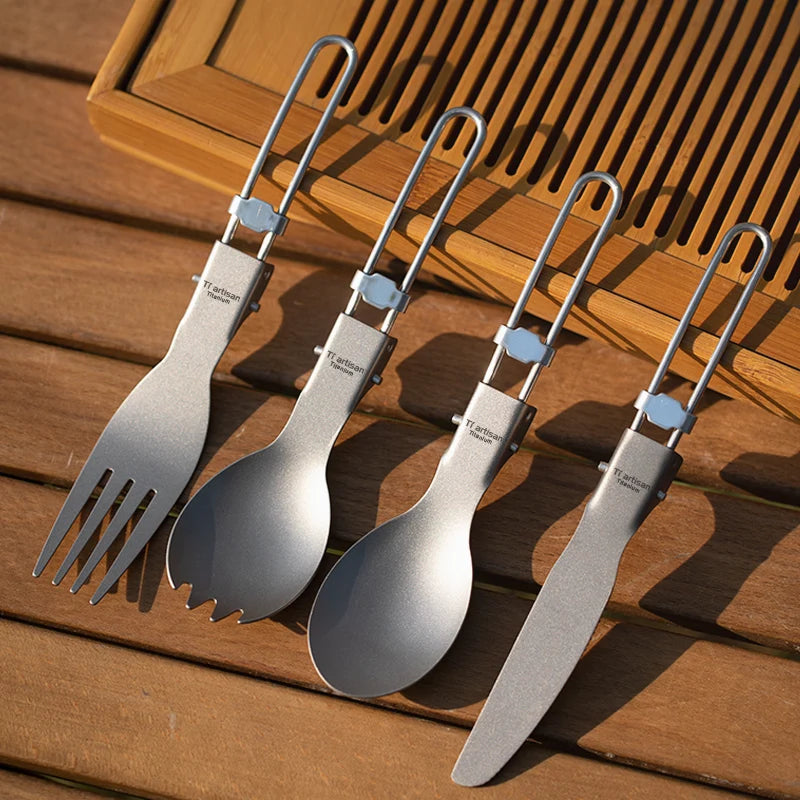 Tiartisan Ultralight Titanium Spork — Folding Camp Cutlery