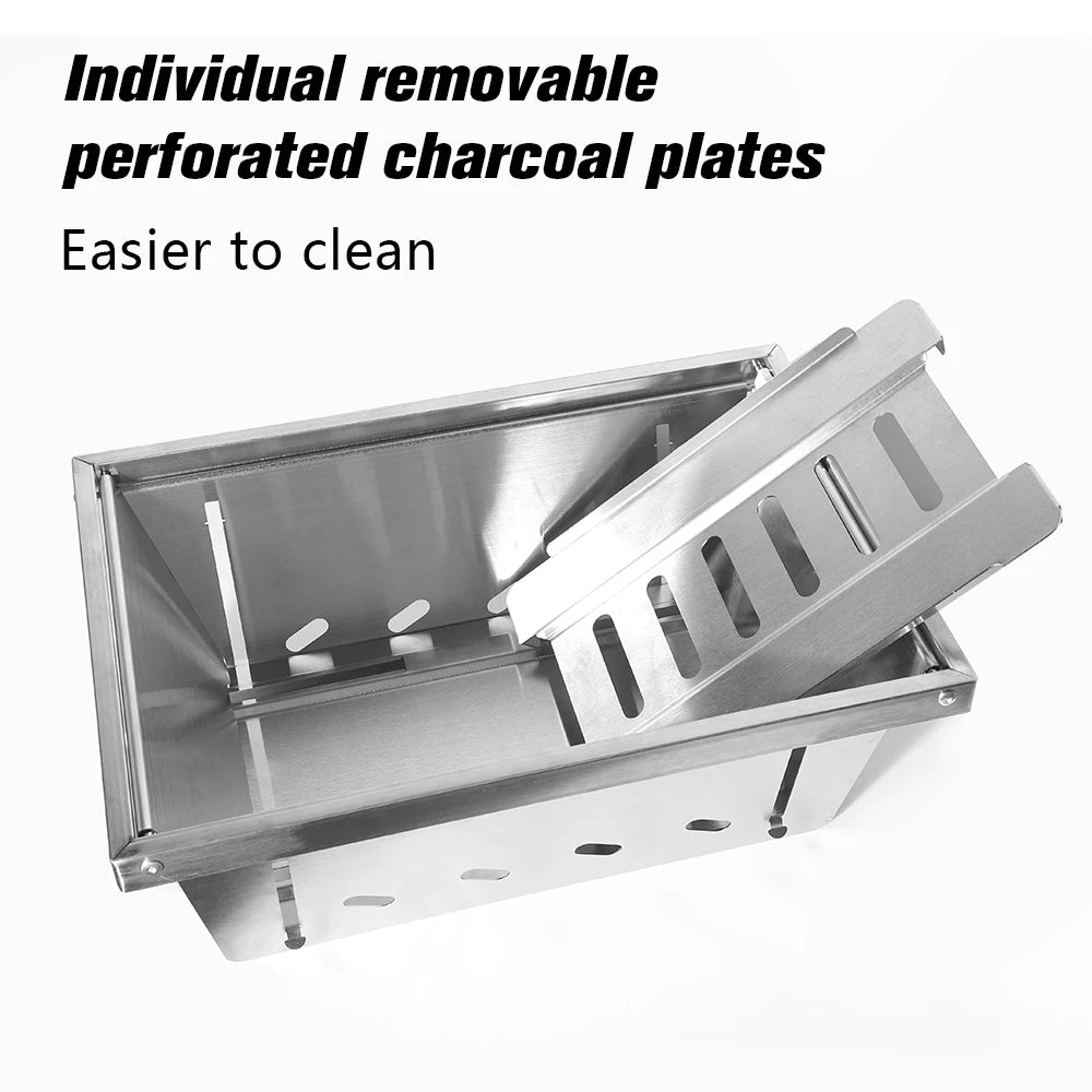 304 Stainless Steel Portable Charcoal Grill — IGT Table-Compatible