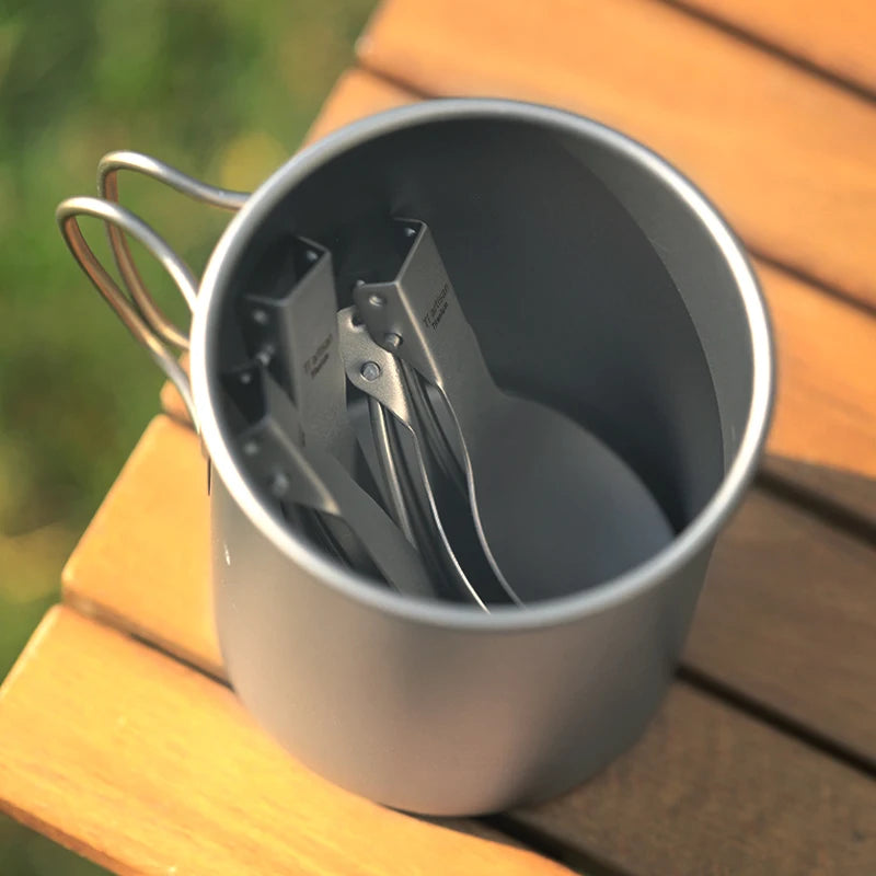 Tiartisan Ultralight Titanium Spork — Folding Camp Cutlery