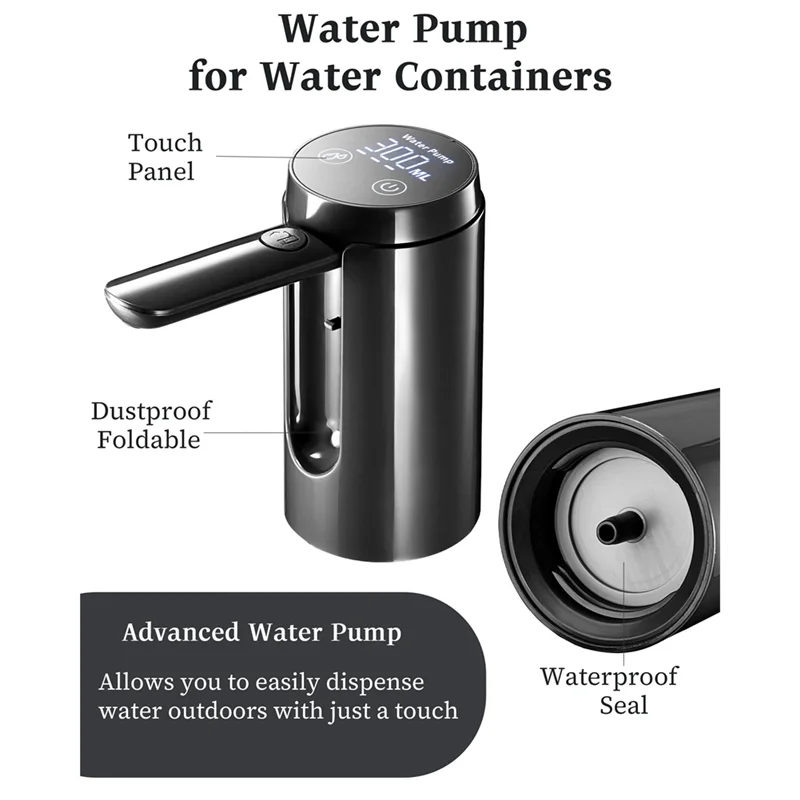 Foldable Helical Faucet Water Pump — Touch Control for 5-Gallon Bottles