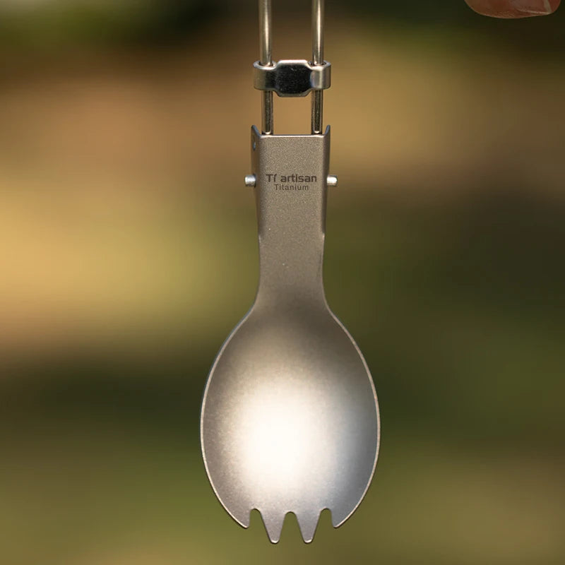 Tiartisan Ultralight Titanium Spork — Folding Camp Cutlery
