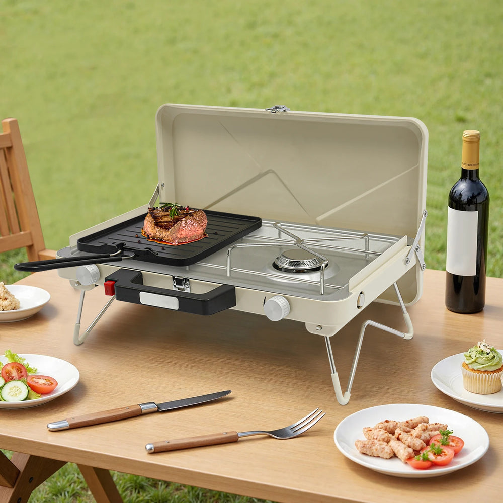 Stainless Steel Foldable Camping Stove — 2 Burners, 3500W