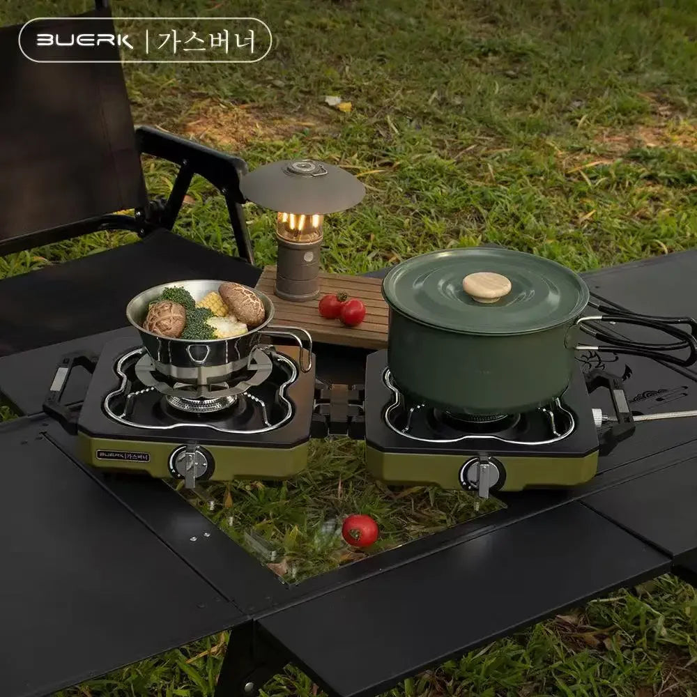 Portable Folding Double-Burner Camping Stove — High Firepower