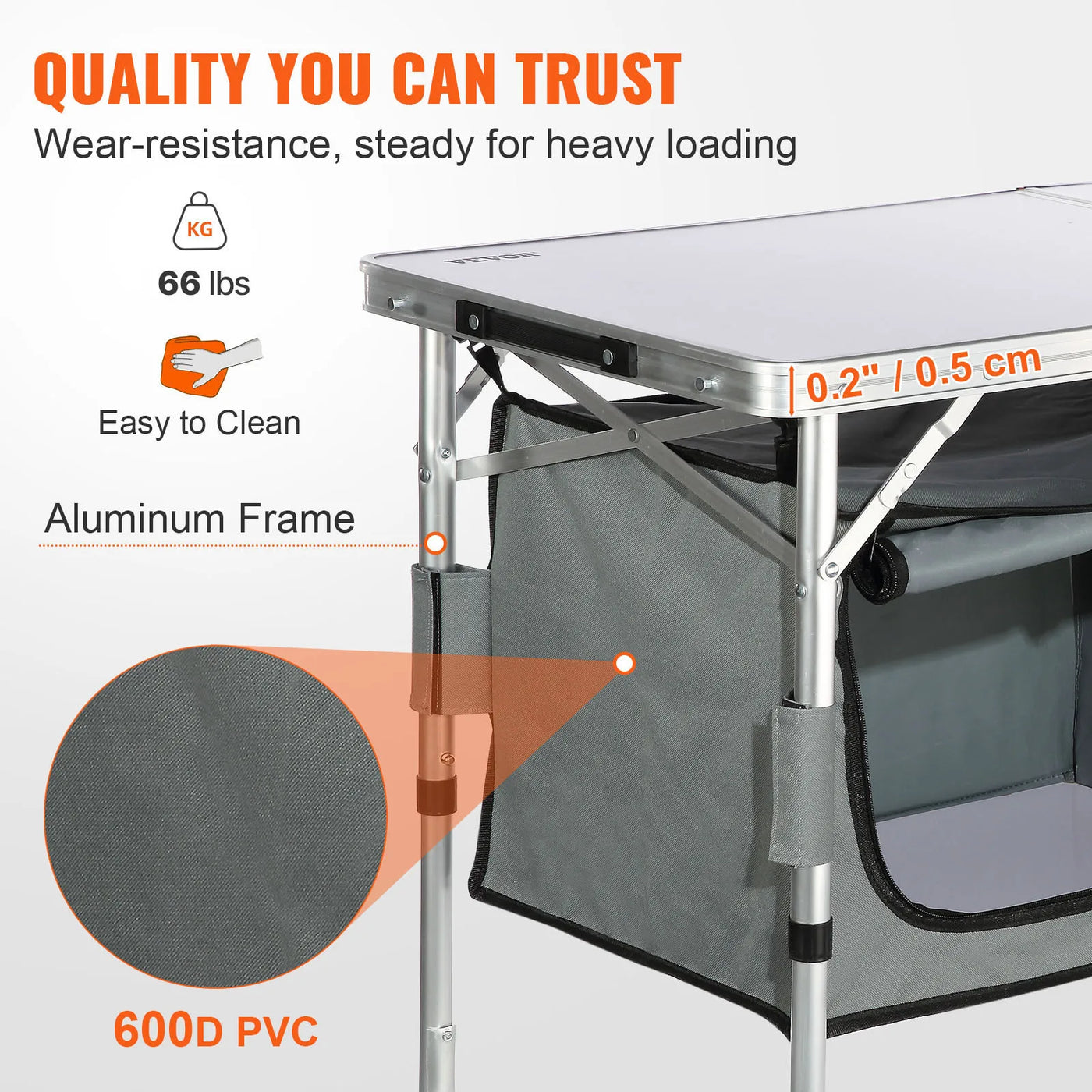 Quick Set-Up MDF Folding Camp Table — RV, BBQ & Picnic Ready