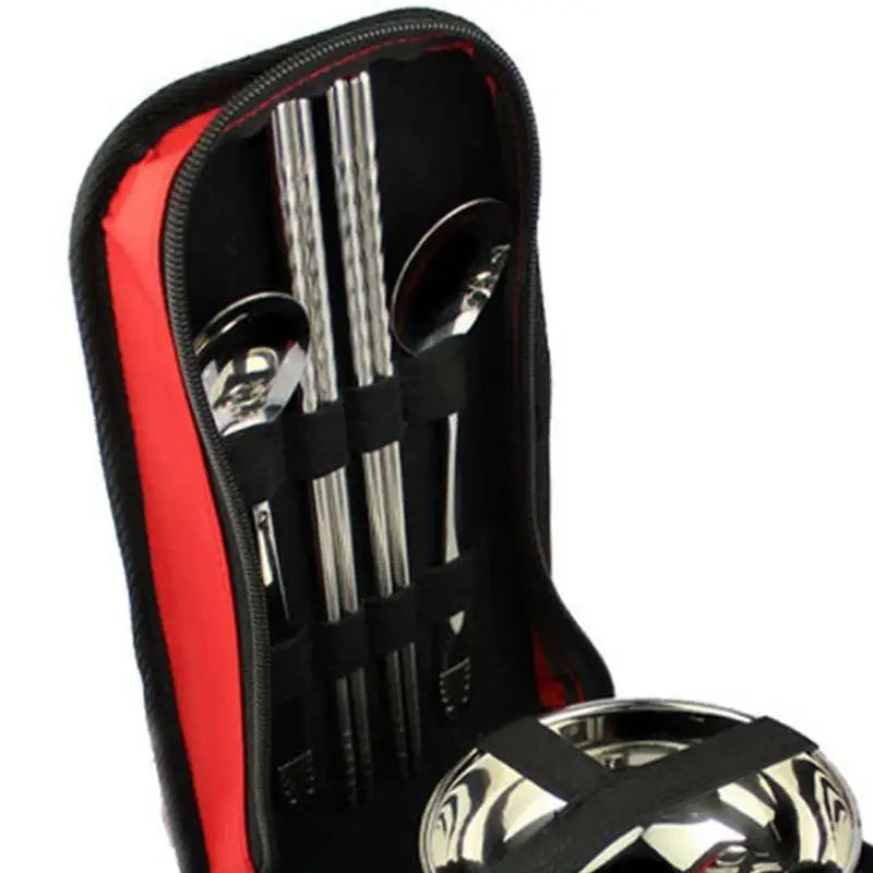 Picnic Utensil Set — Stainless Steel Bowl, Spoon & Chopstick