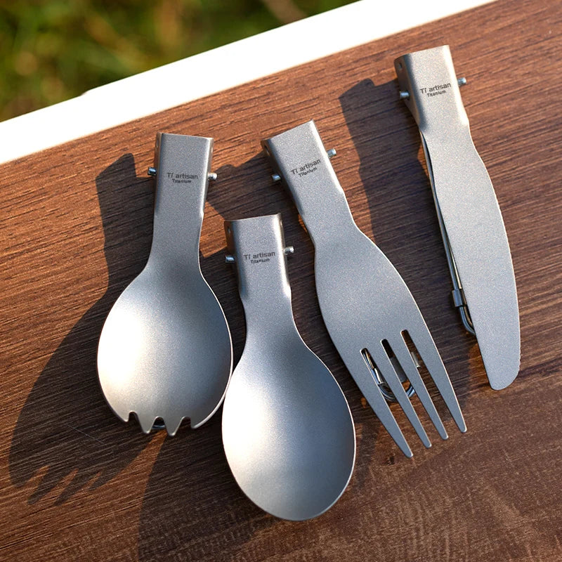 Tiartisan Ultralight Titanium Spork — Folding Camp Cutlery