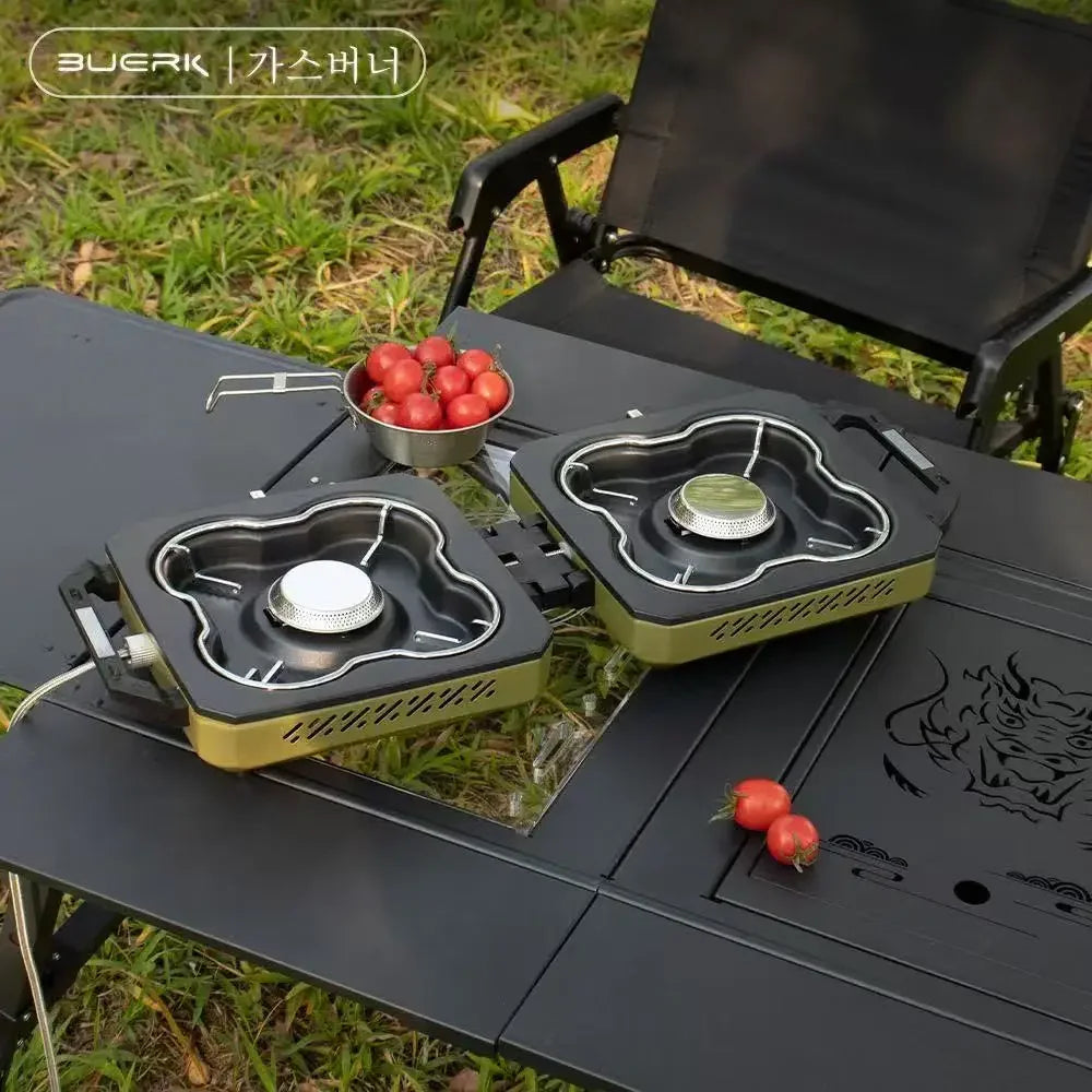 Portable Folding Double-Burner Camping Stove — High Firepower