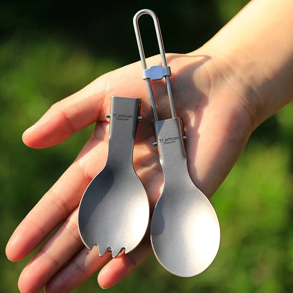Ultralight Titanium Spork — Folding Camp Cutlery