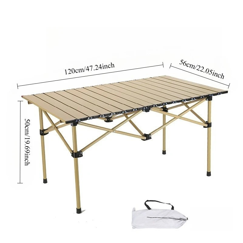 Roll-Up Camping Table — Lightweight Foldable Metal