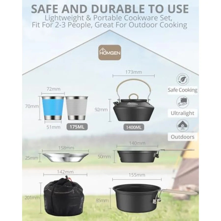 Ultralight 2-Person Cookware Set — Anodized Aluminum, Nesting Pot & Pan