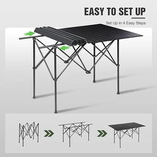 Roll-Up Camping Table — Lightweight Foldable Metal