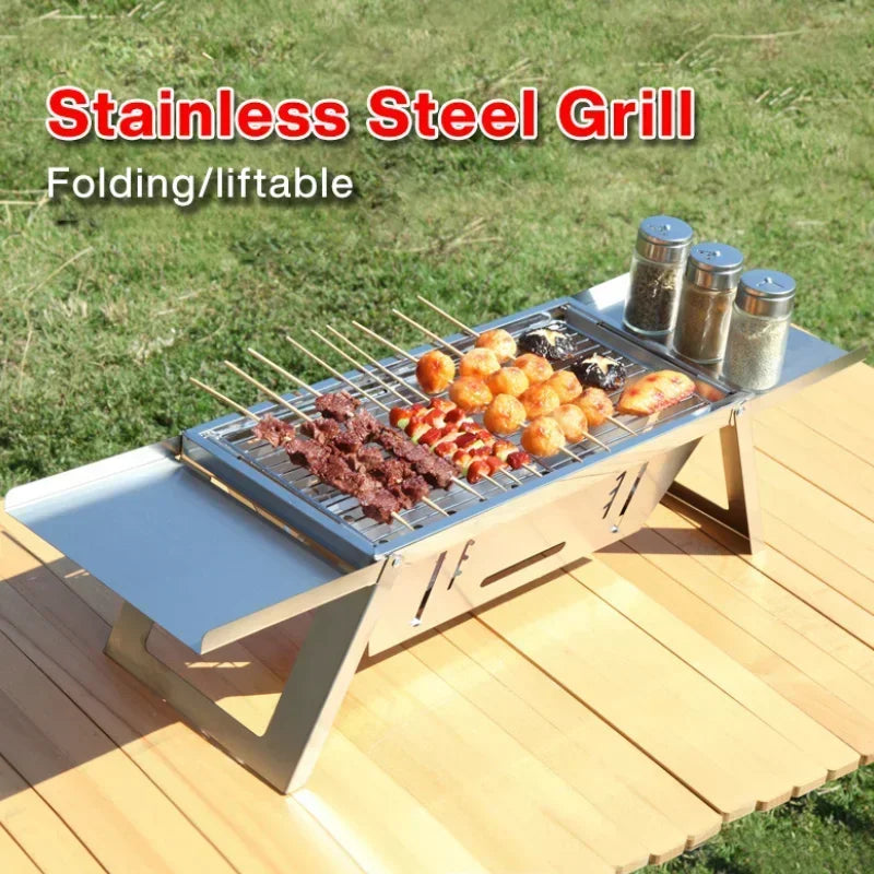 Stainless Steel Folding Charcoal BBQ — Camping & Picnic Grill
